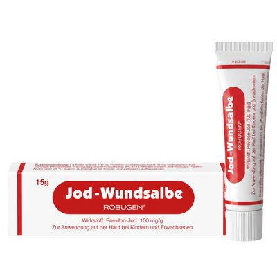 Faltschachtel und Tube der Jod Wundsalbe Robugen